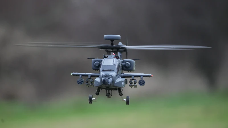 RC helicopter with camera in mid-flight