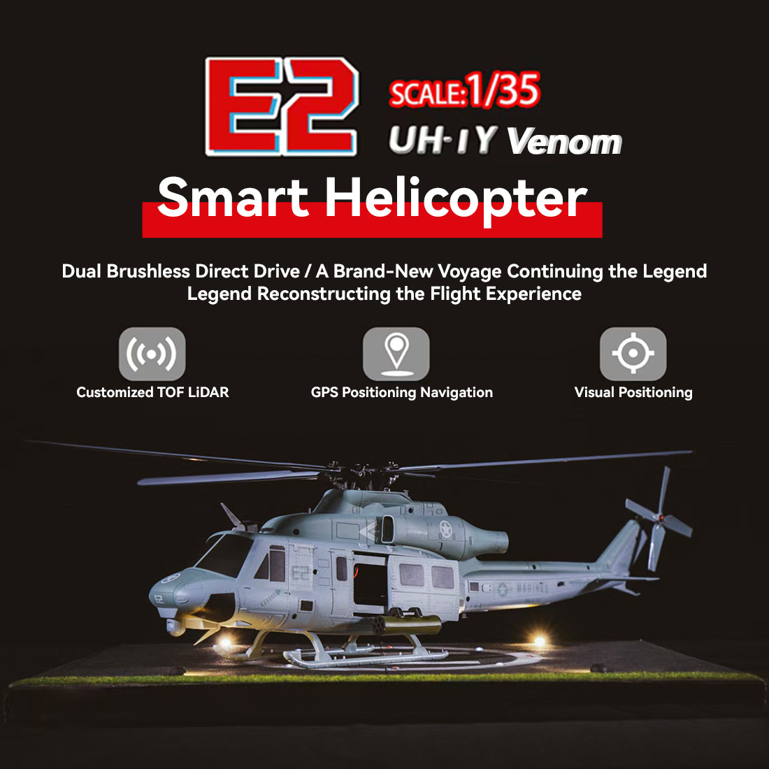 GOOSKY E2 UH-1Y 2.4G 6CH RC Helicopter - RAZORDON