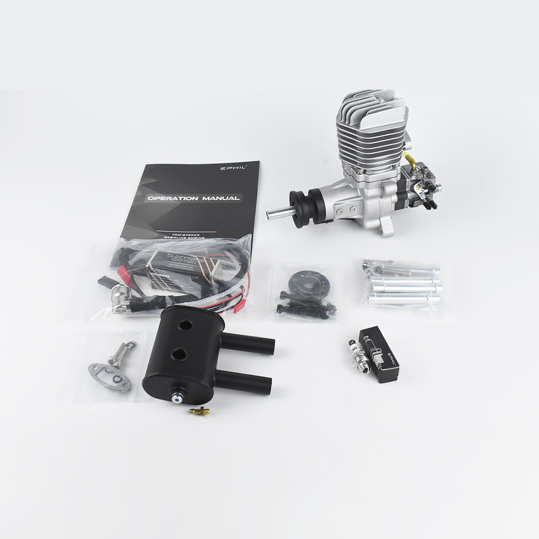 EPHIL X-38cc-R Rear Exhaust Spark Plug Two-Stroke Single Cylinder Gasoline Engine Model for Fixed-Wing Aircraft Models-RAZORDON