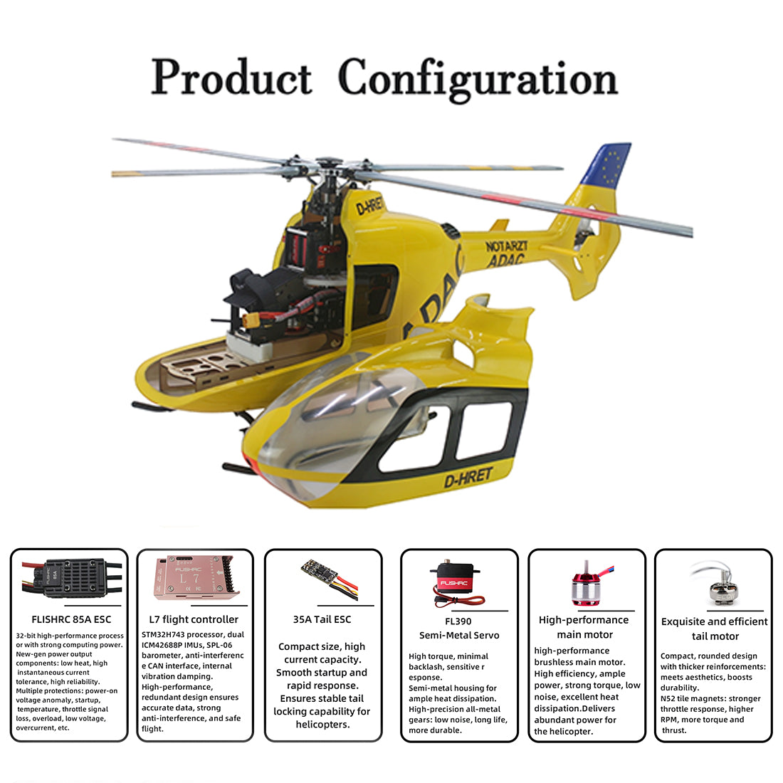 FLISHRC FL500 EC135 500-Class 2.4GHz 6CH Scale RC Helicopter - RAZORDON