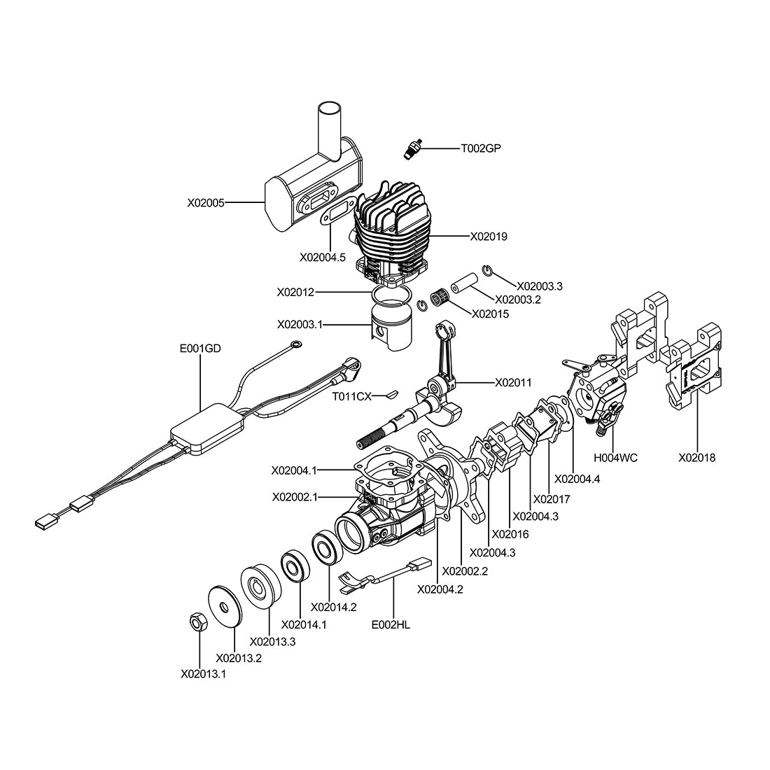 EPHIL XG-20cc-S Glow Plug Two-Stroke Single Cylinder Side Exhaust Gasoline Engine Model for Fixed-Wing Aircraft Models-RAZORDON