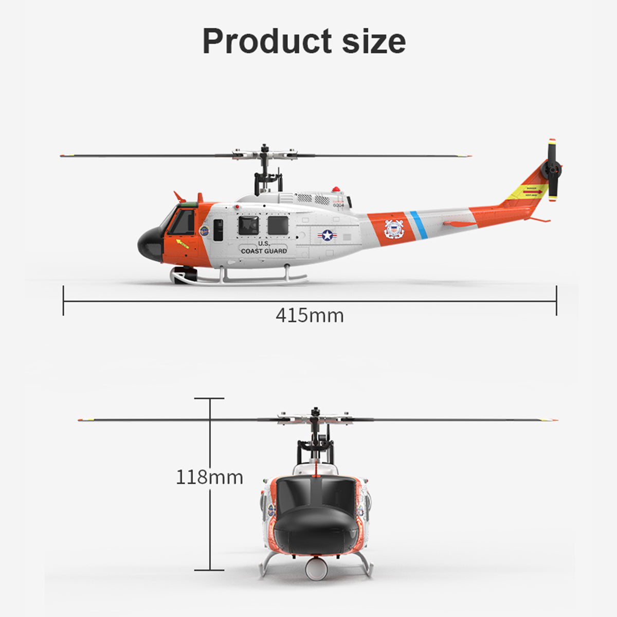 WOLFBUSH YUXIANG F07S UH-1 Huey 1/34 Scale RC Helicopter - 2.4G 6CH Brushless Direct Drive, 6G Flybarless with GPS Altitude Hold, RTF White Rescue Livery(MODE1/MODE2 Switchable)