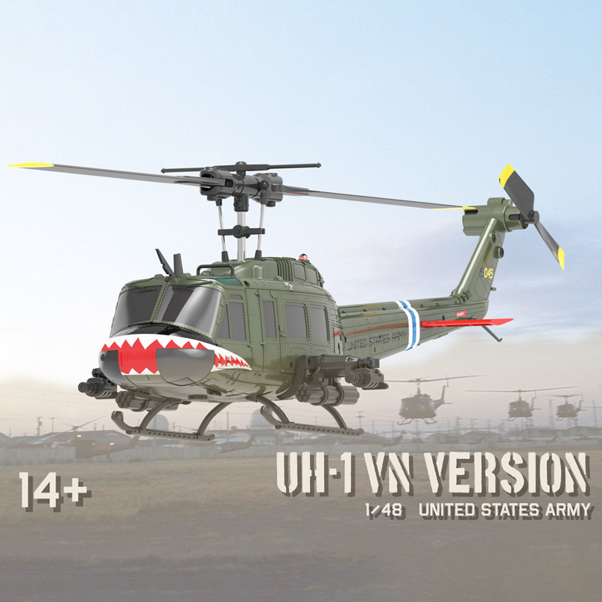 C032 1/48 Scale UH-1 Huey 2.4G 6CH Flybarless RC Helicopter Model - Razordon