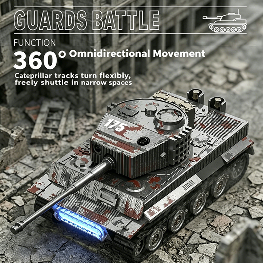1/64 RC Battle Tank Set 2.4GHz Infrared Combat Tanks - RAZORDON
