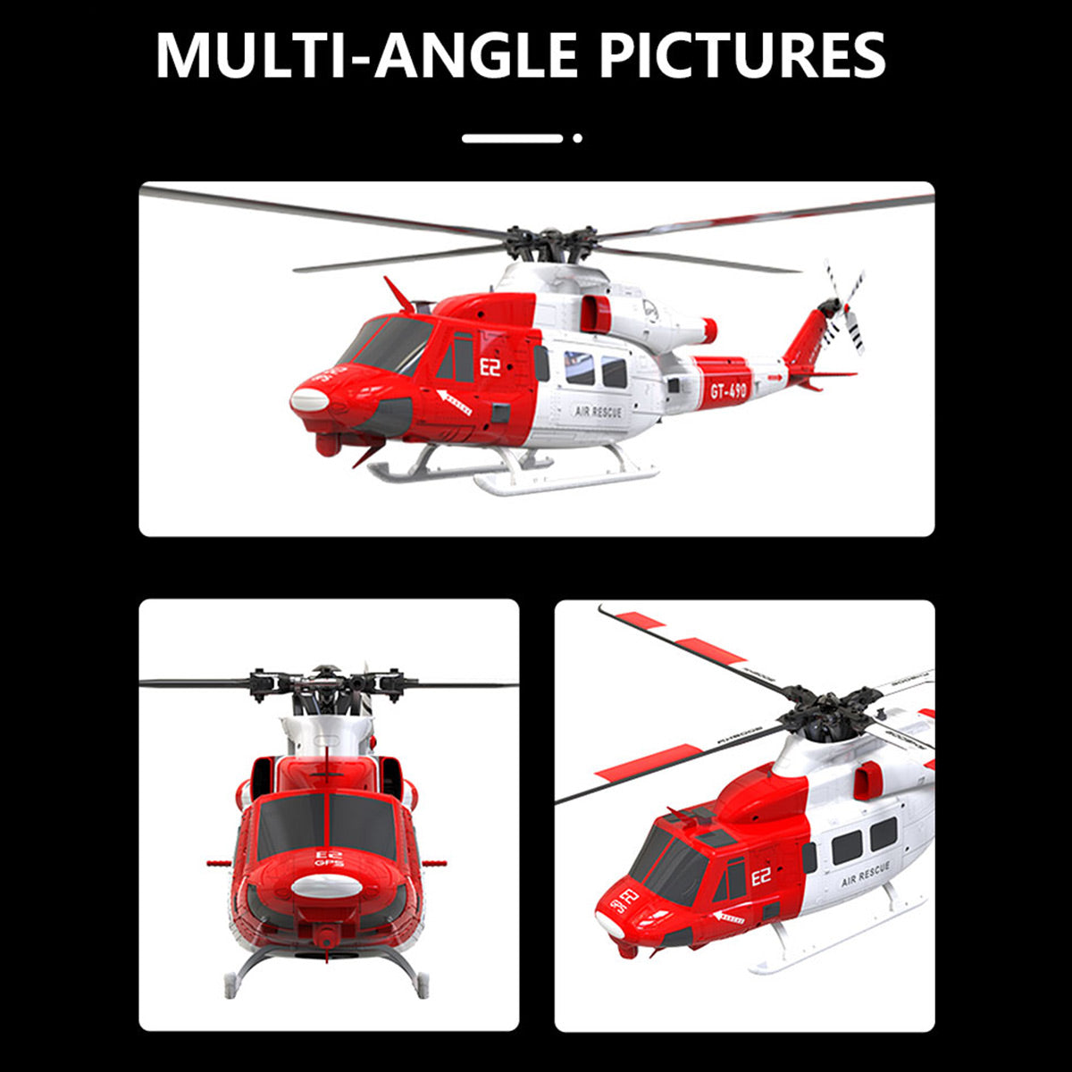 GOOSKY E2 UH-1Y 2.4G 6CH RC Helicopter Brushless Direct Drive Scale Model with LiDAR Positioning GPS Version Rescue Livery RTF  - Razordon