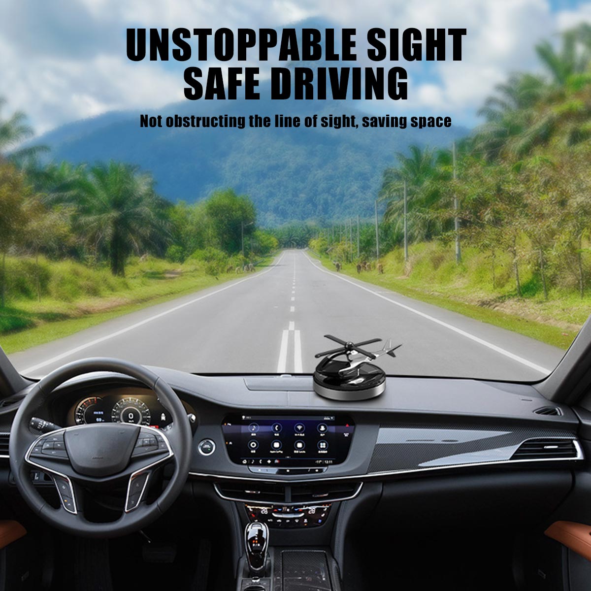 Helicopter-Shaped Solar-Powered Car Air Freshener (Silver) - Razordon