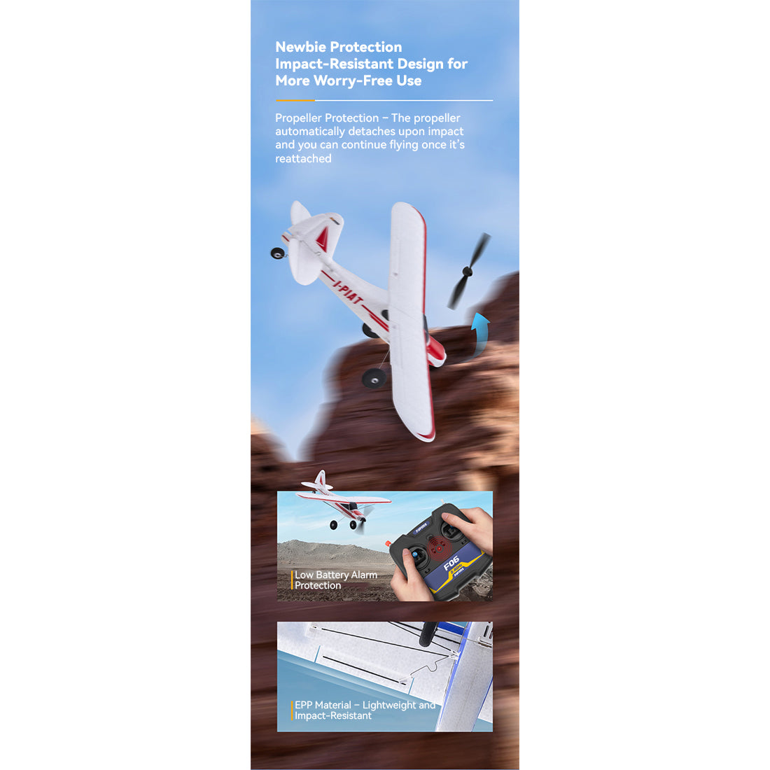 2.4G 6CH 500mm Wingspan Single-Wing Trainer RC Airplane Model - RAZORDON