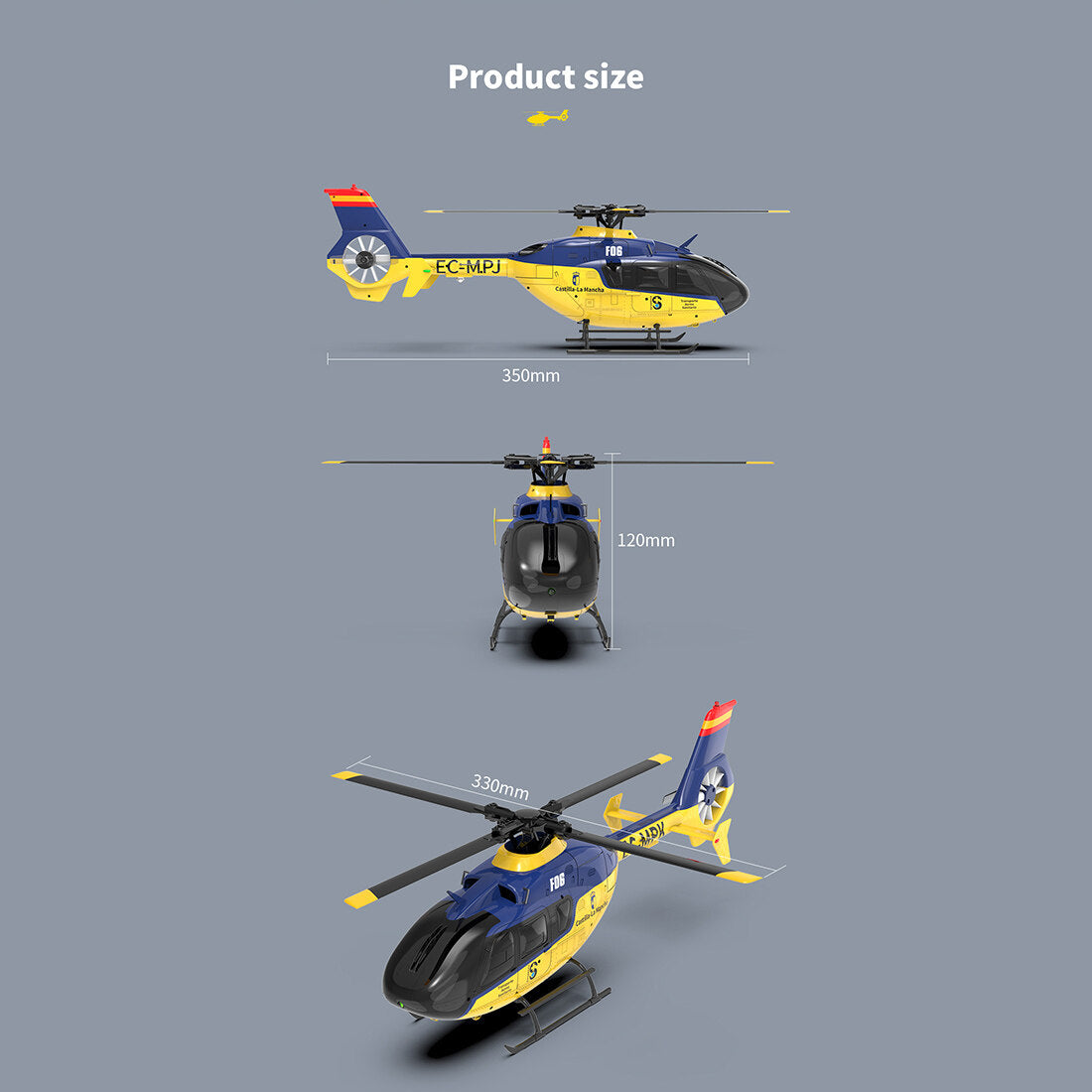 YU XIANG F06 EC 135 2,4G 6CH Brushless RC-Helikopter im Maßstab 1/36, Direktantrieb, 3D/6G Flybarless RTF (Modus 1/Modus 2 umschaltbar)