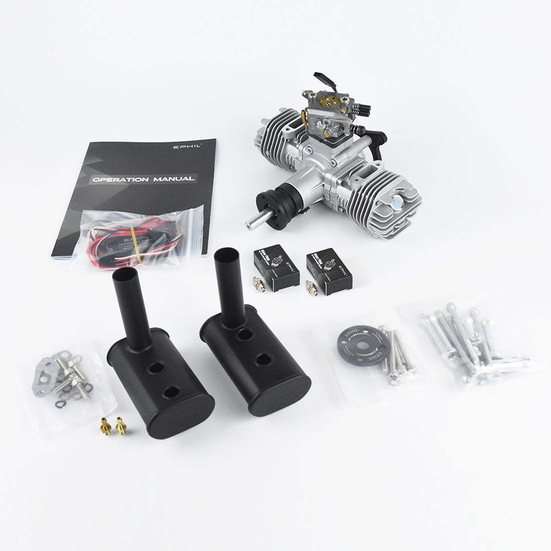 EPHIL XG-40cc-T Glow Plug Two-Stroke Twin-Cylinders Horizontally Opposed Gasoline Engine Model for Fixed-Wing Aircraft Models - RAZORDON