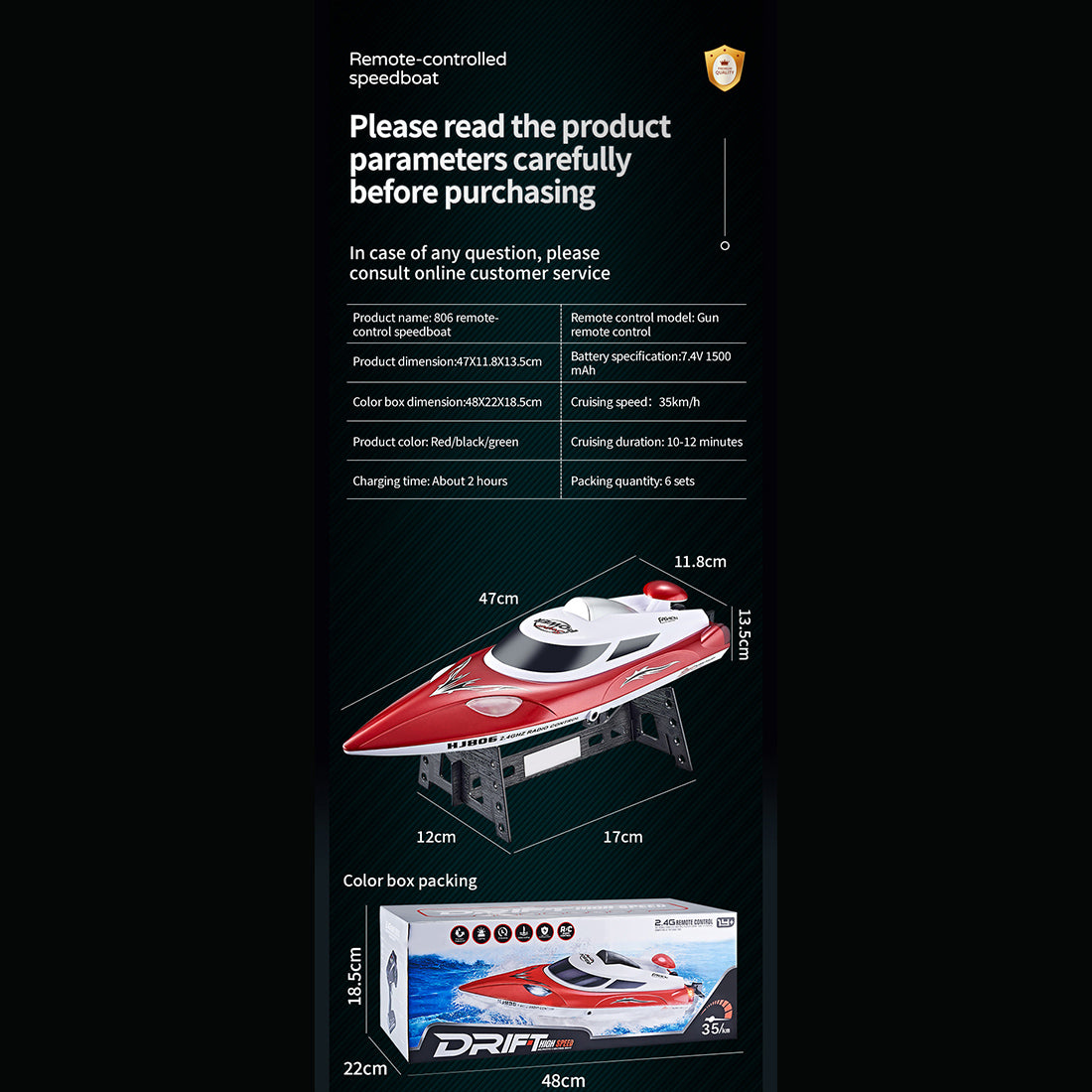 35KM/H High-Speed RC Boat – RAZORDON
