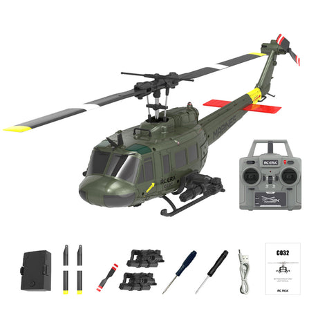 C032 1/48 Scale UH-1 Huey 2.4G 6CH Flybarless RC Helicopter Model - Razordon