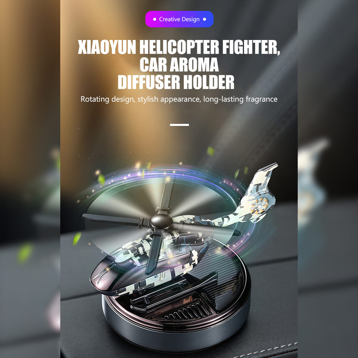 Helicopter-Shaped Rotating Solar-Powered Car Air Freshener - RAZORDON