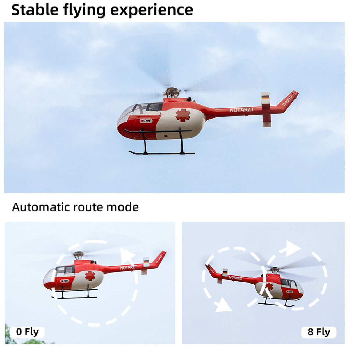 FLYWING BO105 470 Size 2.4G 6CH Civilian RC Helicopter - Maple Leaf - Razordon