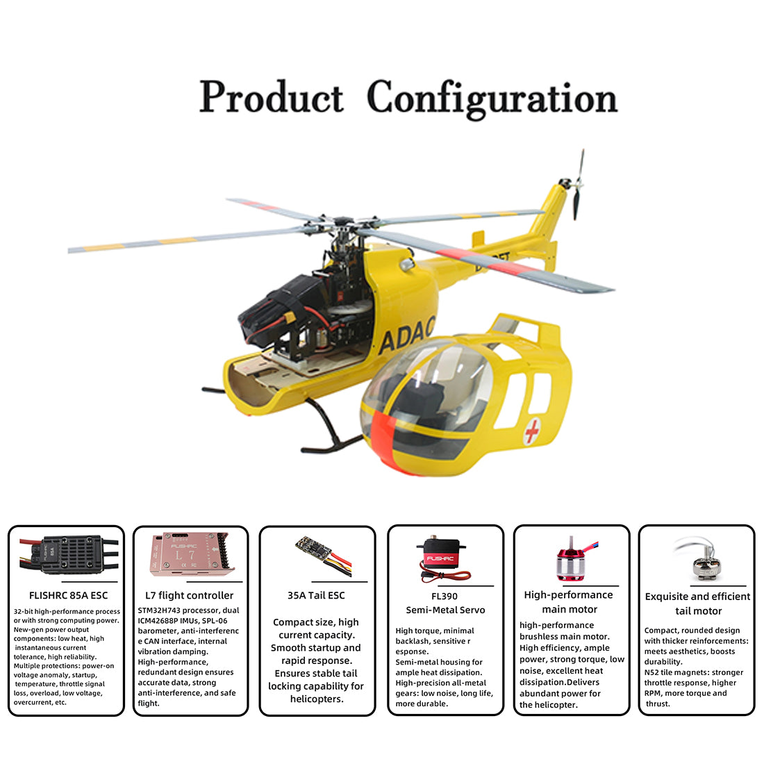 FLISHRC FL500 BO105 500-Class 2.4G 6CH Scale RC Helicopter - RAZORDON