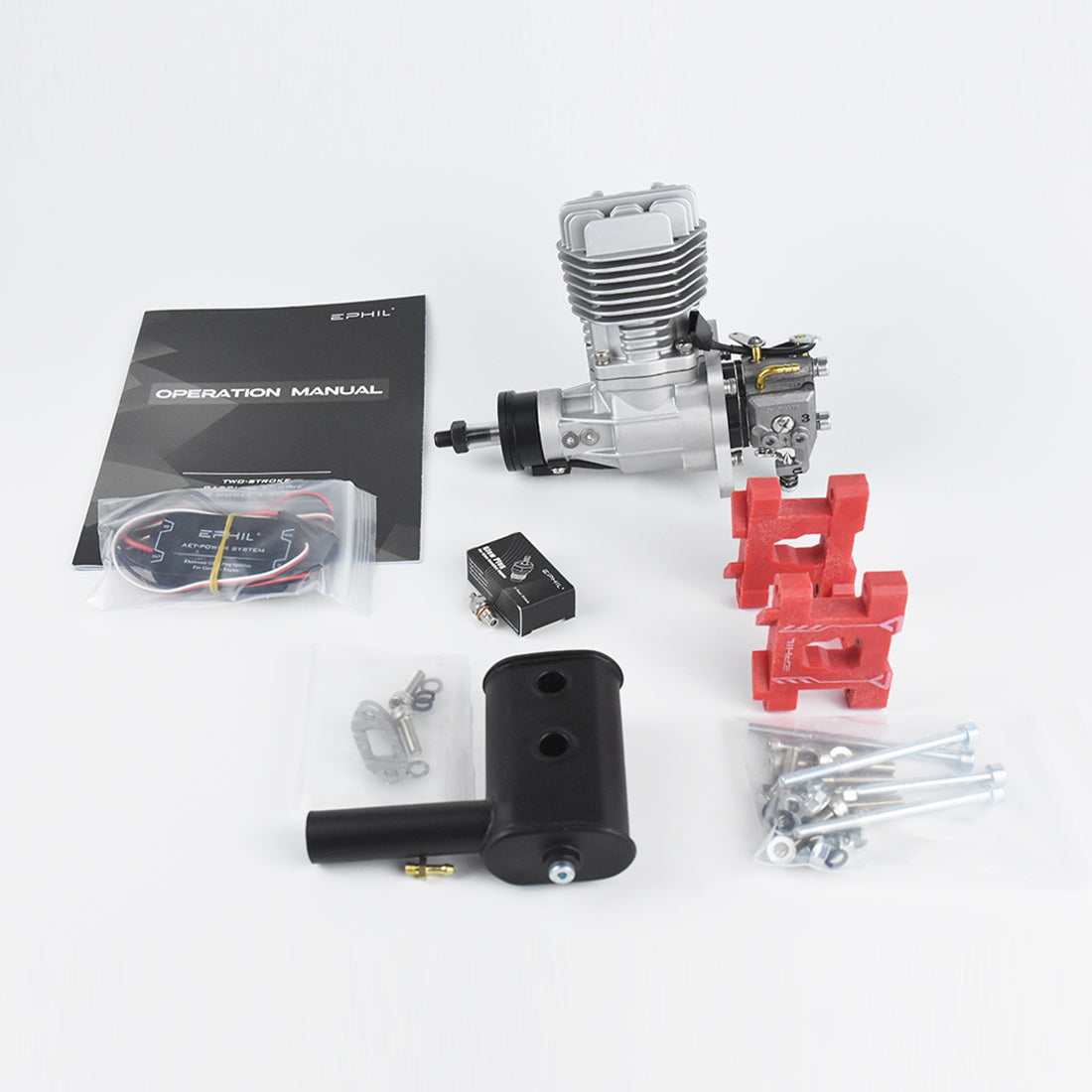 EPHIL XG-20cc-S Glow Plug Two-Stroke Single Cylinder Side Exhaust Gasoline Engine Model for Fixed-Wing Aircraft Models-RAZORDON