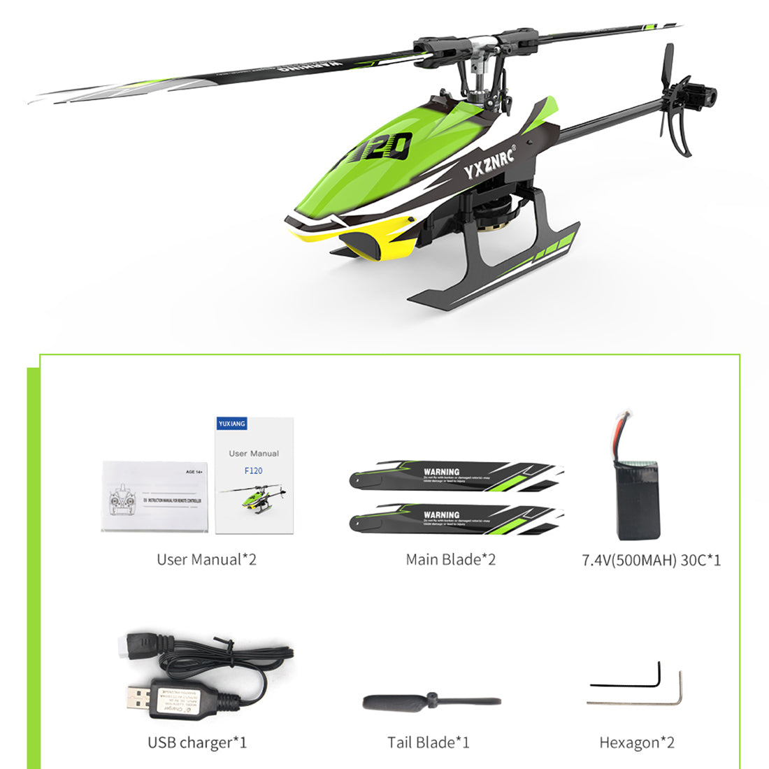 YU XIANG F120 RC Helicopter 2.4G 6CH Direct Drive Brushless Model