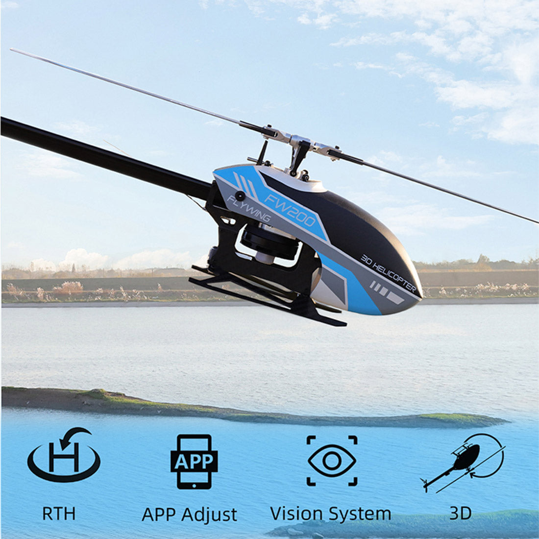 FLYWING FW200 2.4G RC Hubschrauber 6CH Flugzeug Brushless Direkt angetriebenes 3D Kunstflugmodell