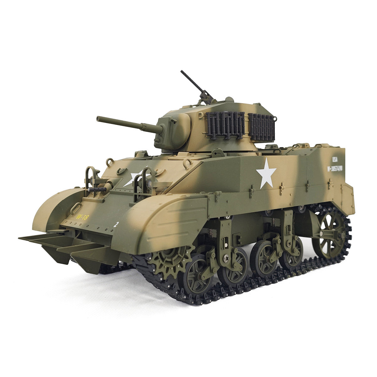 1/16 Scale 2.4G US M5A1 Stuart Light Tank Model with Sound & Light Effects, Telescopic Smoking Exhaust - Razordon