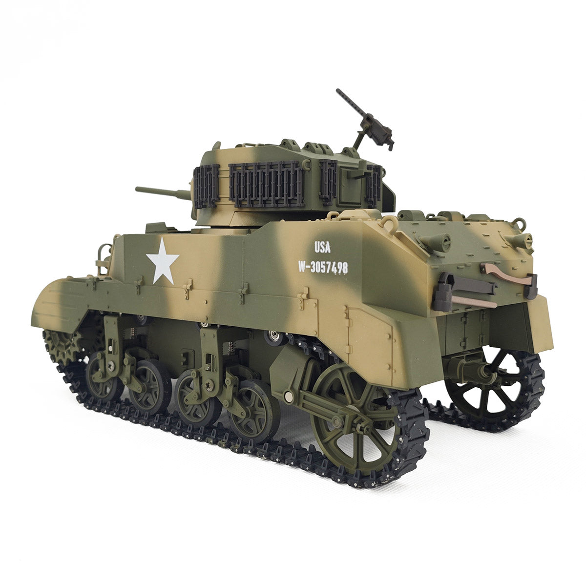 1/16 Scale 2.4G US M5A1 Stuart Light Tank Model with Sound & Light Effects, Telescopic Smoking Exhaust - Razordon