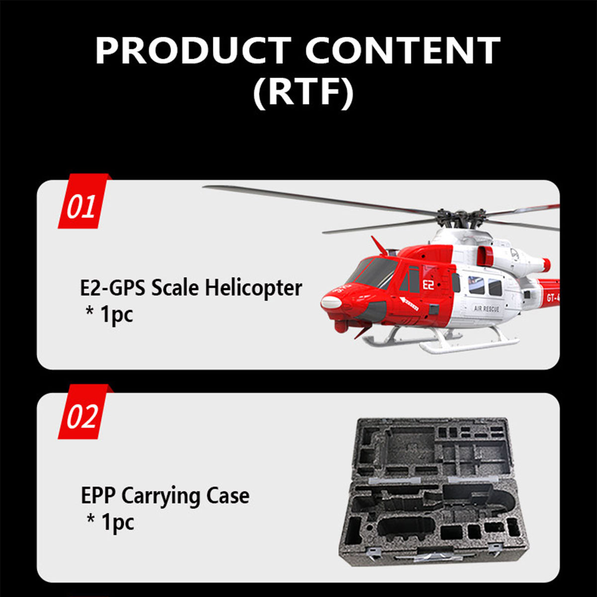 GOOSKY E2 UH-1Y 2.4G 6CH RC Helicopter Brushless Direct Drive Scale Model with LiDAR Positioning GPS Version Rescue Livery RTF - Razordon