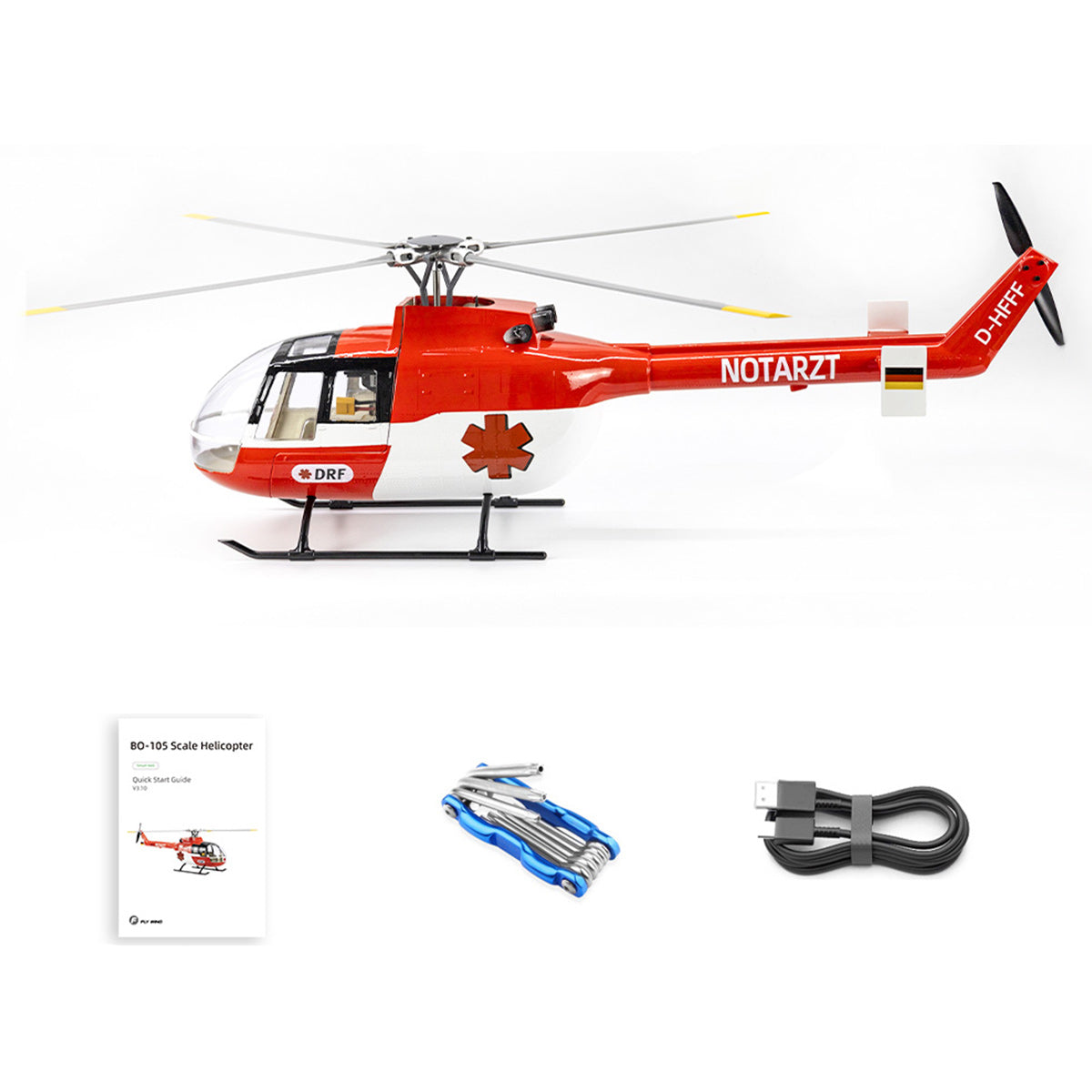 FLYWING BO105 470 Größe 2,4G 6CH Ziviler RC-Helikopter mit H1-Flugcontroller, GPS und einstellbarer Steuerung für Links-/Rechtshänder