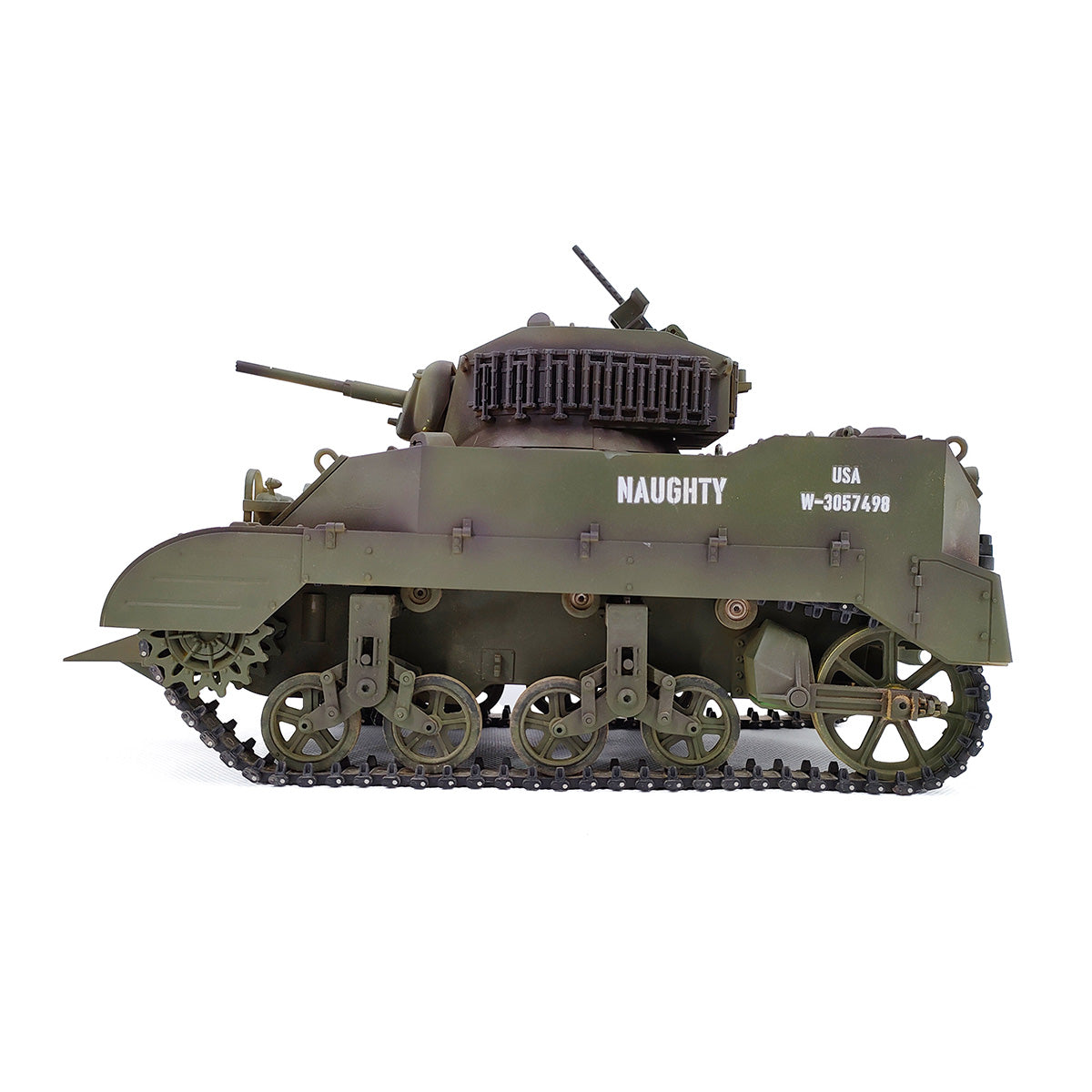 1/16 Scale 2.4G US M5A1 Stuart Light Tank Model with Sound & Light Effects, Telescopic Smoking Exhaust - Razordon