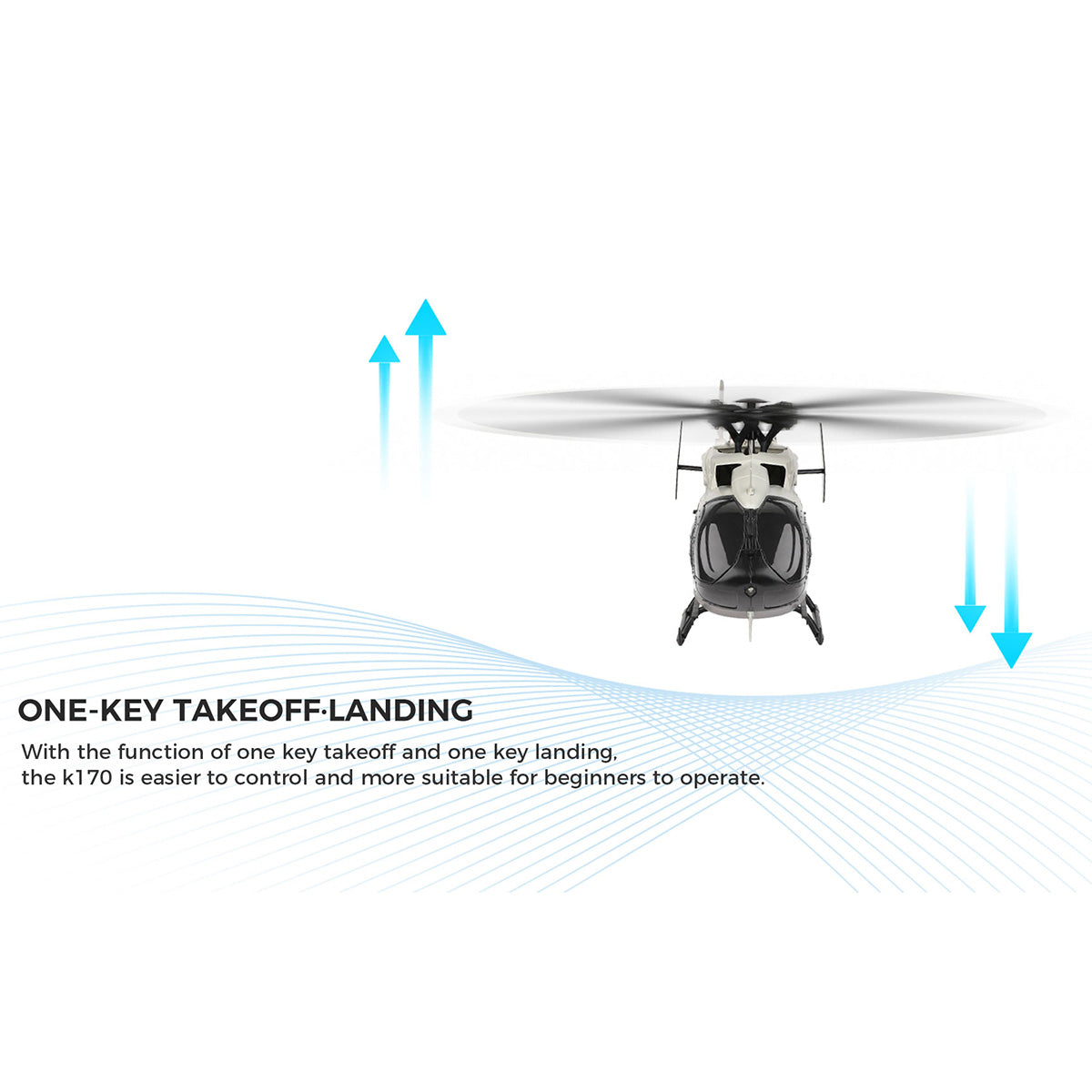 WLTOYS K160 EC-145 160-Class 2.4G 4CH 4-Propeller Flybarless Scale RC Helicopter Model with Adjustable Left/Right-Hand Throttle (RTF Version)