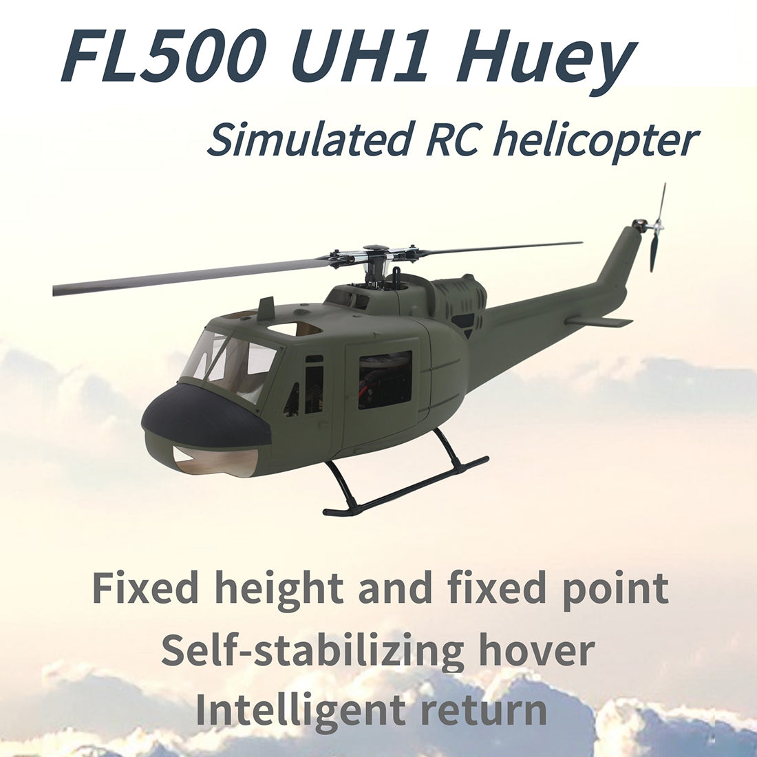FLISHRC FL500 UH-1 Huey 500-Class 2.4G 6CH Scale RC Helicopter - RAZORDON