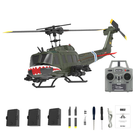 C032 UH-1 Huey RC Helicopter in shakemouth with 3 Battery