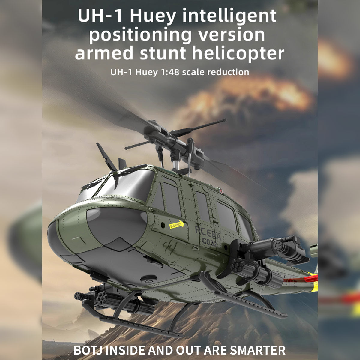 C032 1/48 Scale UH-1 Huey 2.4G 6CH Flybarless RC Helicopter Model - Razordon