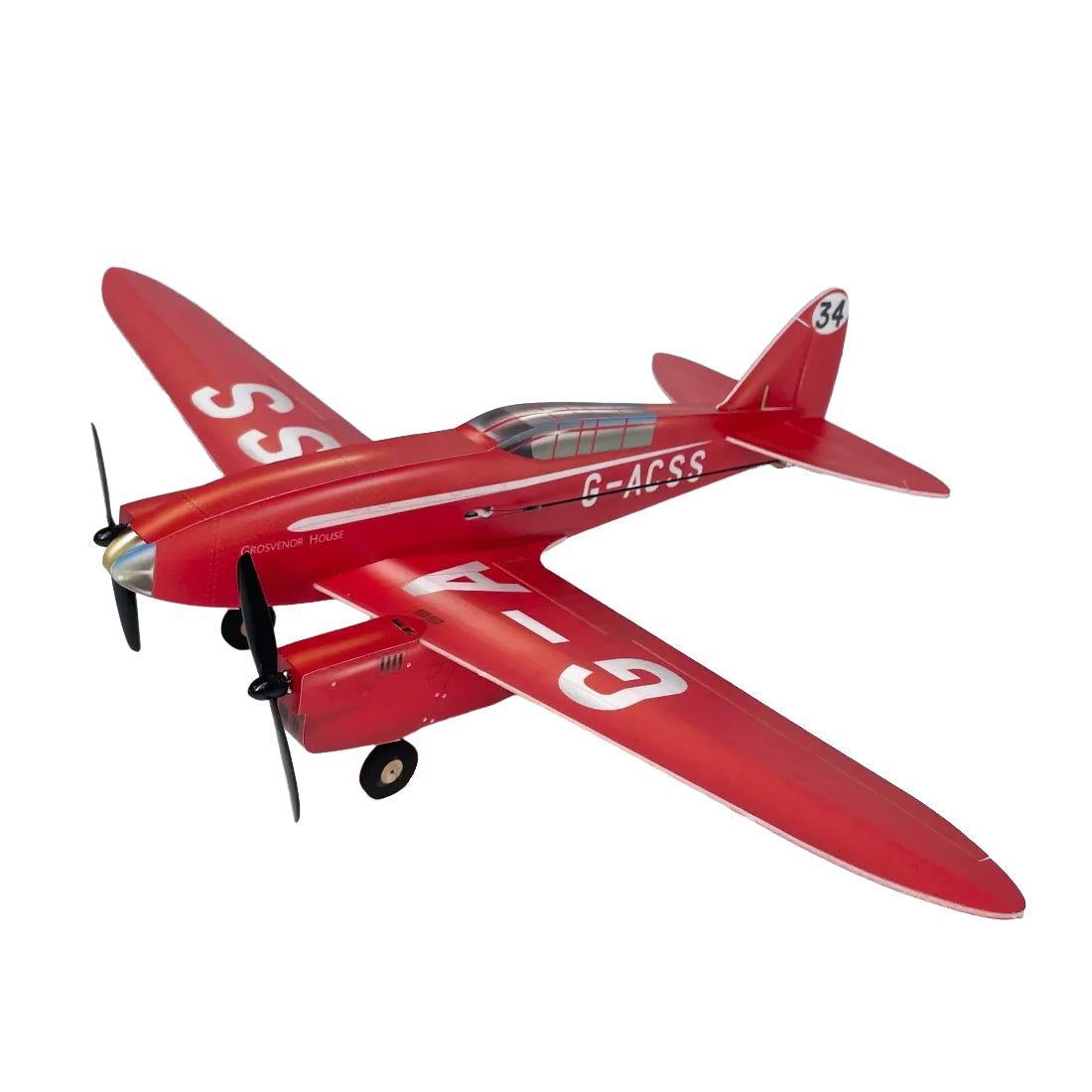 MinimumRC DH88 Comet 2.4G 4CH RC 모델 듀얼 엔진 항공기 모델