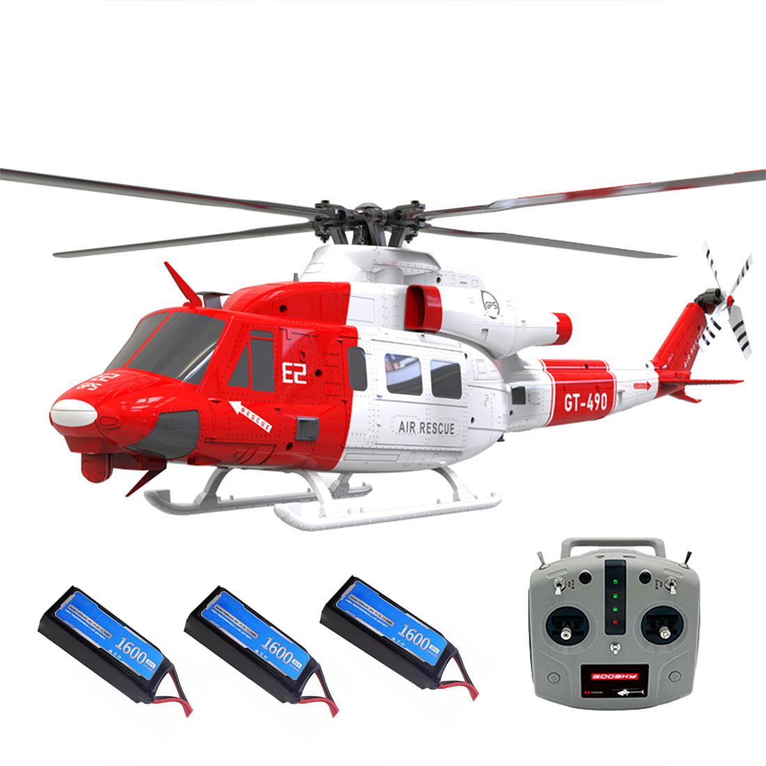 GOOSKY E2 UH-1Y 2.4G 6CH RC Helicopter Brushless Direct Drive Scale Model with LiDAR Positioning GPS Version Rescue Livery RTF (MODE1/MODE2 Switchable)