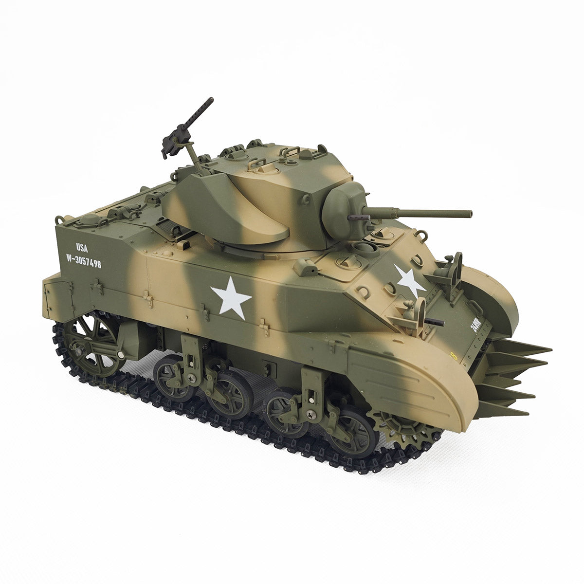 1/16 Scale 2.4G US M5A1 Stuart Light Tank Model with Sound & Light Effects, Telescopic Smoking Exhaust - Razordon