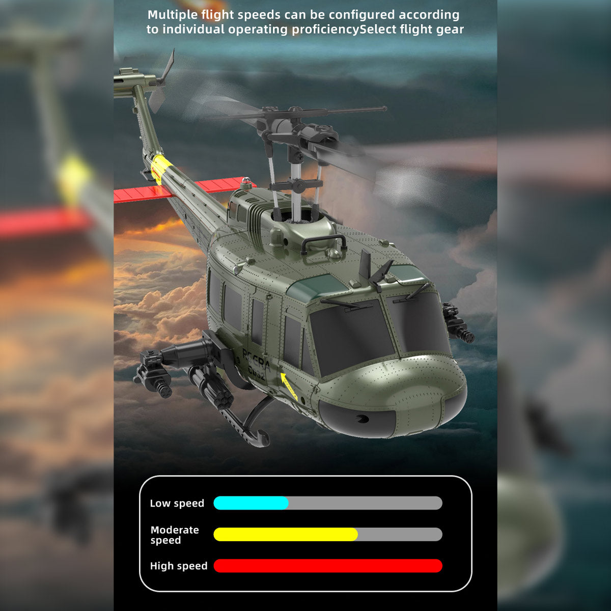 C032 1/48 Scale UH-1 Huey 2.4G 6CH Flybarless RC Helicopter Model - Razordon