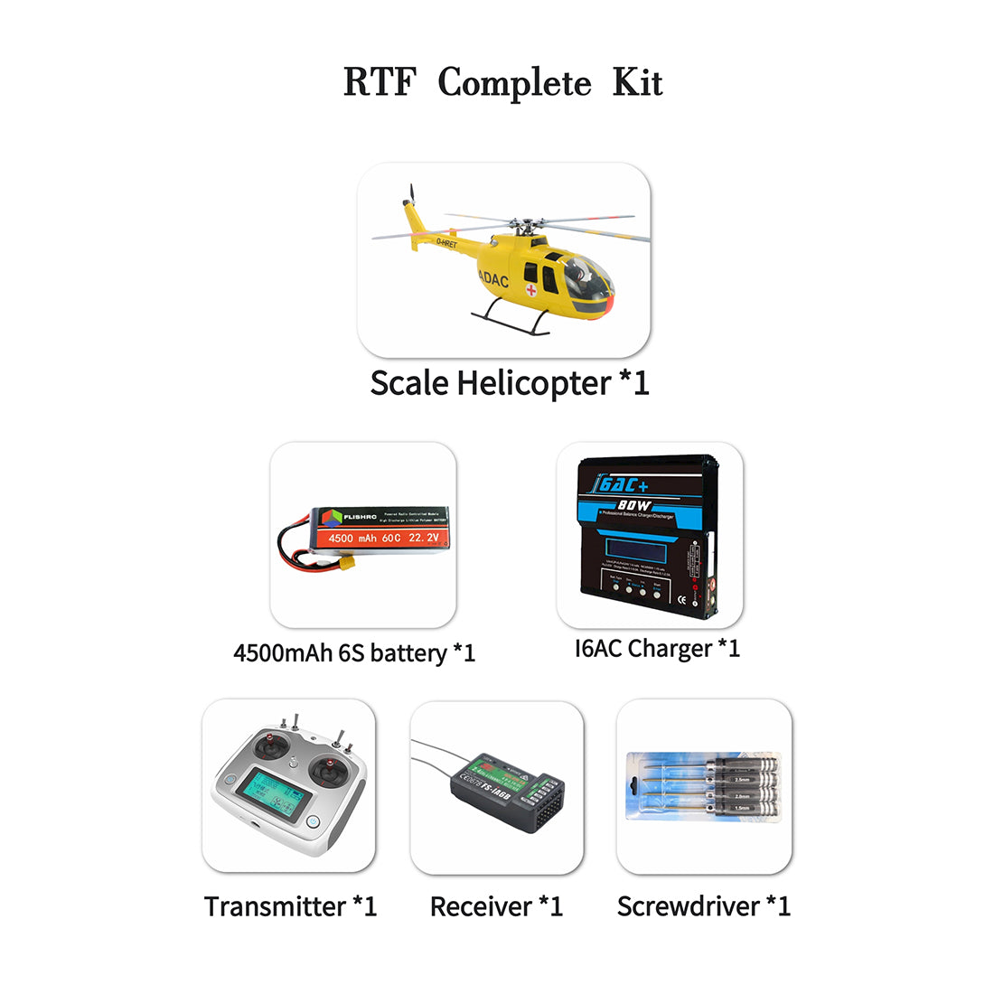 FLISHRC FL500 BO105 500-Class 2.4G 6CH Scale RC Helicopter - RAZORDON