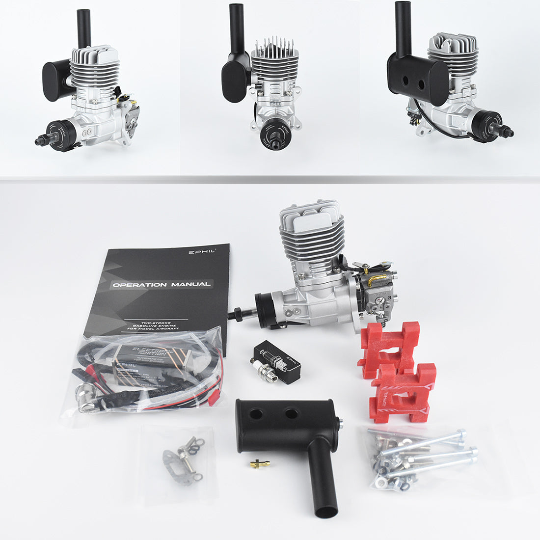 EPHIL X-20cc-S Side Exhaust Spark Plug Two-Stroke Single Cylinder Gasoline Engine Model for Fixed-Wing Aircraft Models