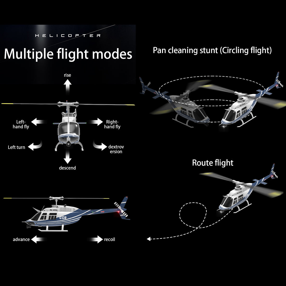 C138 1/30 Scale BELL 206 Helicopter 2.4G 6CH Single-Rotor Gyroscopic Flying Aircraft Model-razordon
