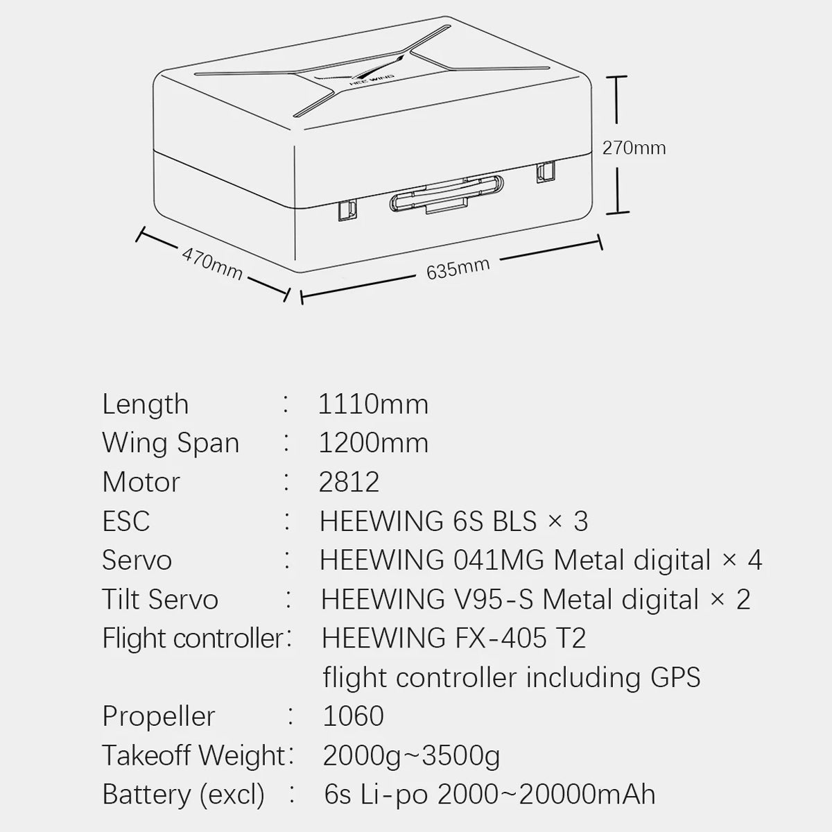 HEEWING Cruza T2 VTOL 2.4G EPP Vertical Takeoff and Landing Fixed-Wing RC Aircraft with FPV Camera Mount and Flight Controller - Razordon