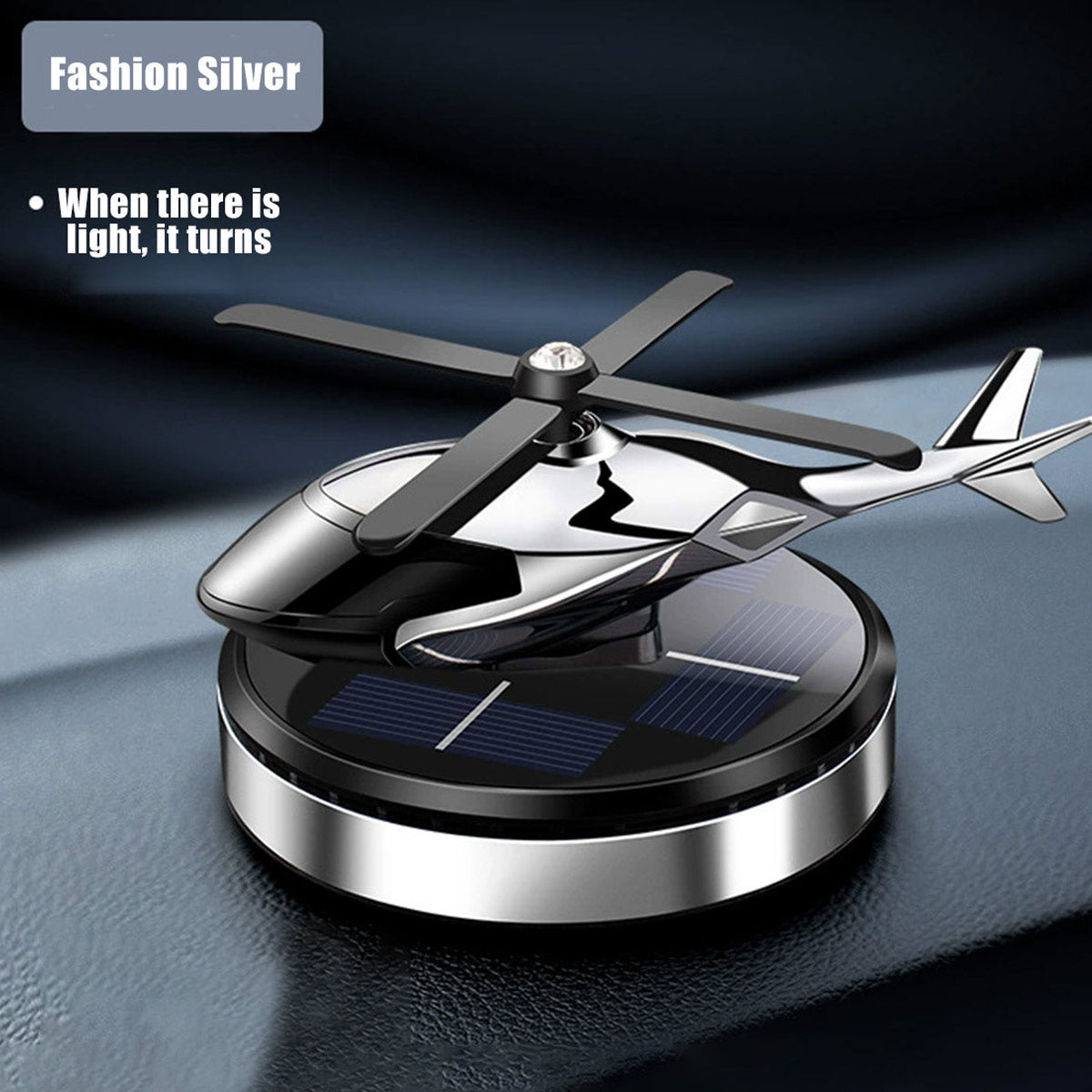 Helicopter-Shaped Solar-Powered Car Air Freshener (Silver) - Razordon