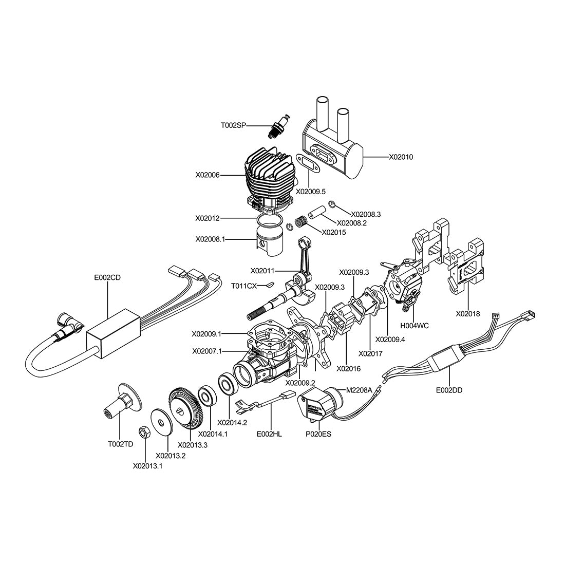 EPHIL X-20cc-R Pro Electric Startar Two-Stroke Single Cylinder Side Exhaust Gasoline Engine Model for Fixed-Wing Aircraft Models-RAZORDON