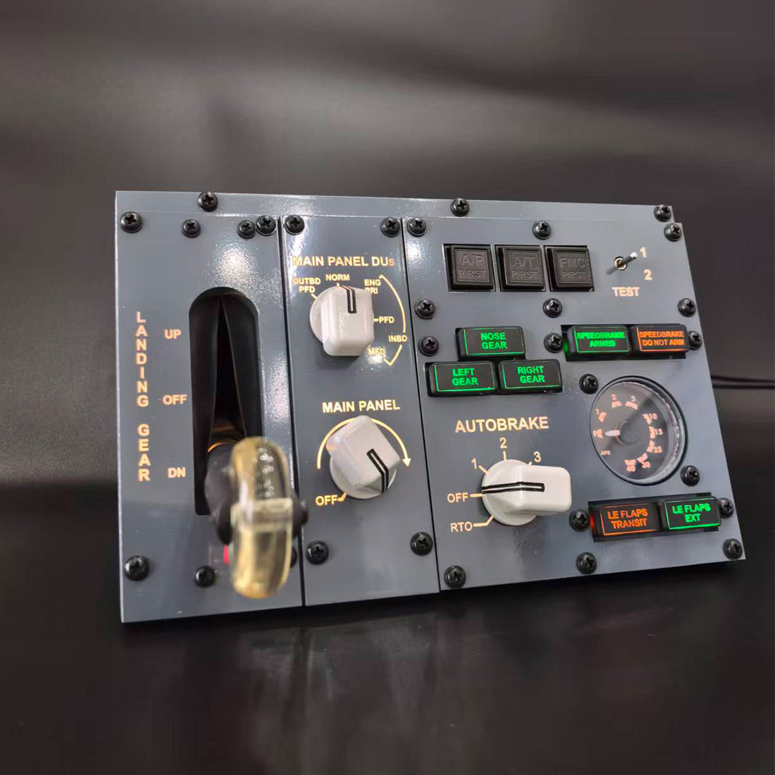 B737 Center MIP Landing Gear and Autobrake Control Panel Flight Simulator Desktop Controller Module for MSFS2020/2024, X-Plane, PMDG737, Zibo737 (Without Display Screen) Razordon