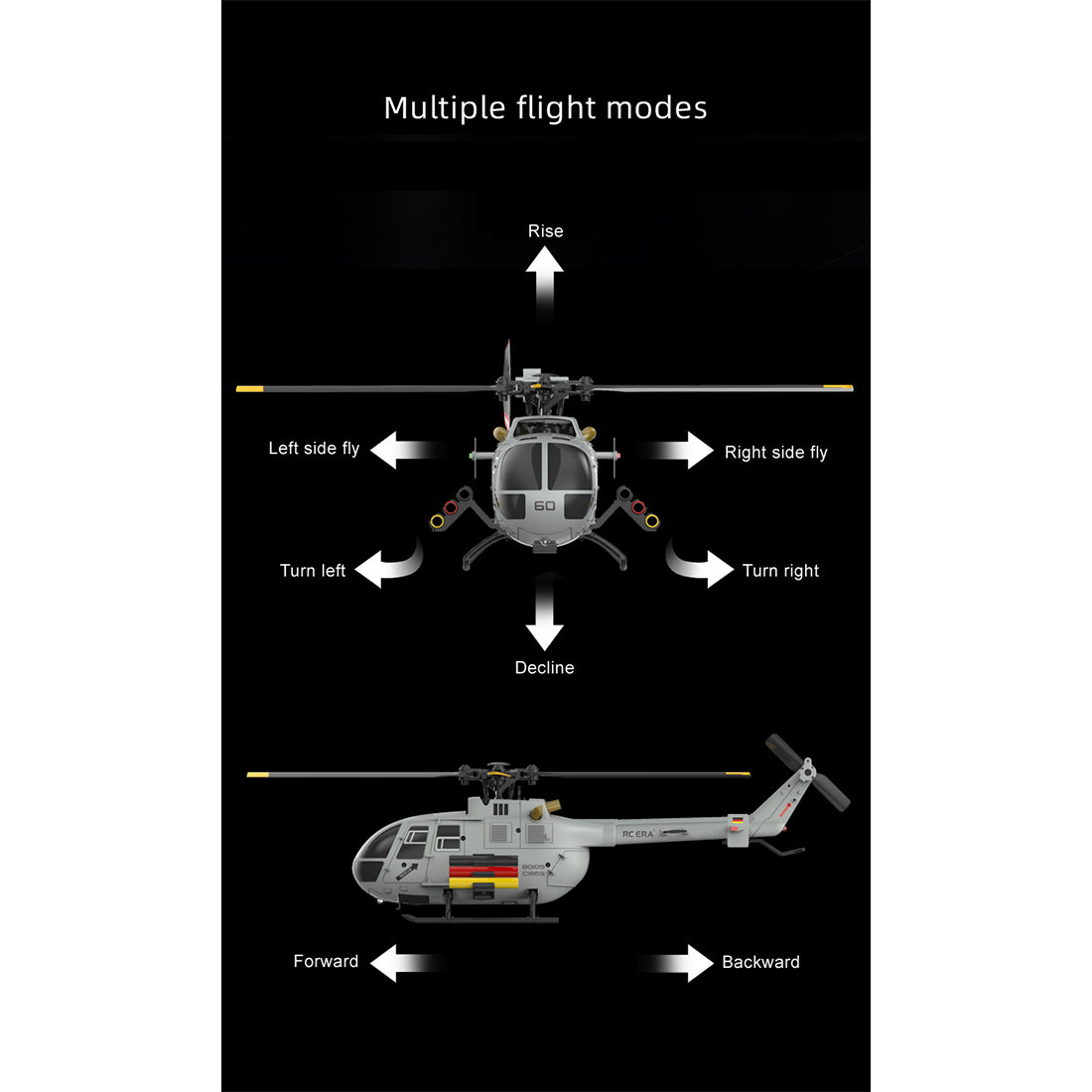 RC ERA C186S BO105 1/48 Scale 2.4G 6CH Single-Rotor Flybarless Realistic Intelligent RC Helicopter - RAZORDON