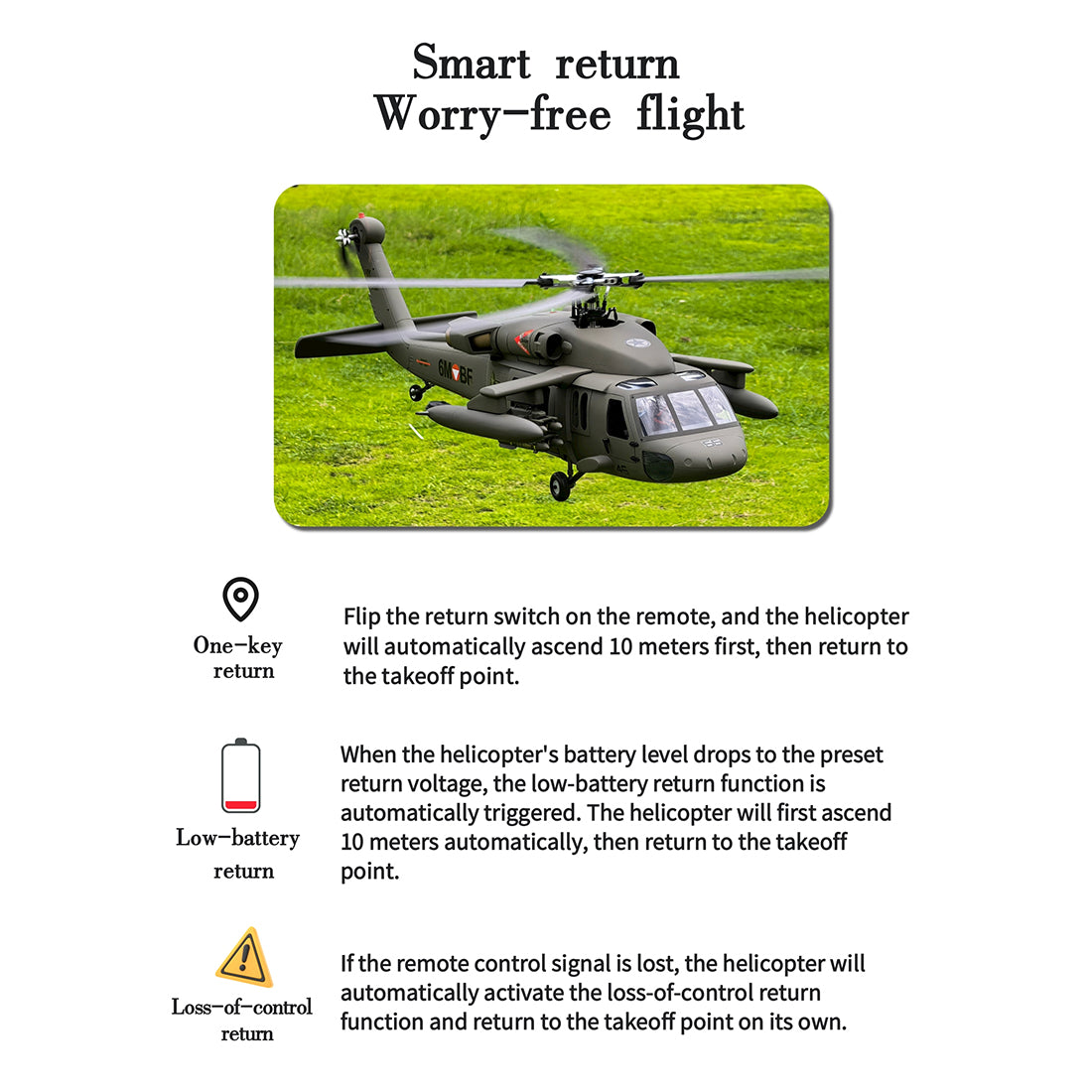FLISHRC FL500 Black Hawk UH-60 500-Class 2.4GHz 6CH Scale RC Helicopter - RAZORDON