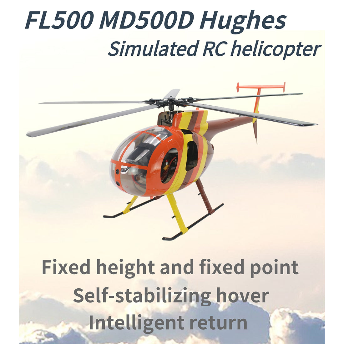FLISHRC FL500 AH-6 Little Bird 500-Class 2.4G 6CH Scale RC Helicopter Model with L7 Flight Controller and 4-Mode Positioning GPS RTF