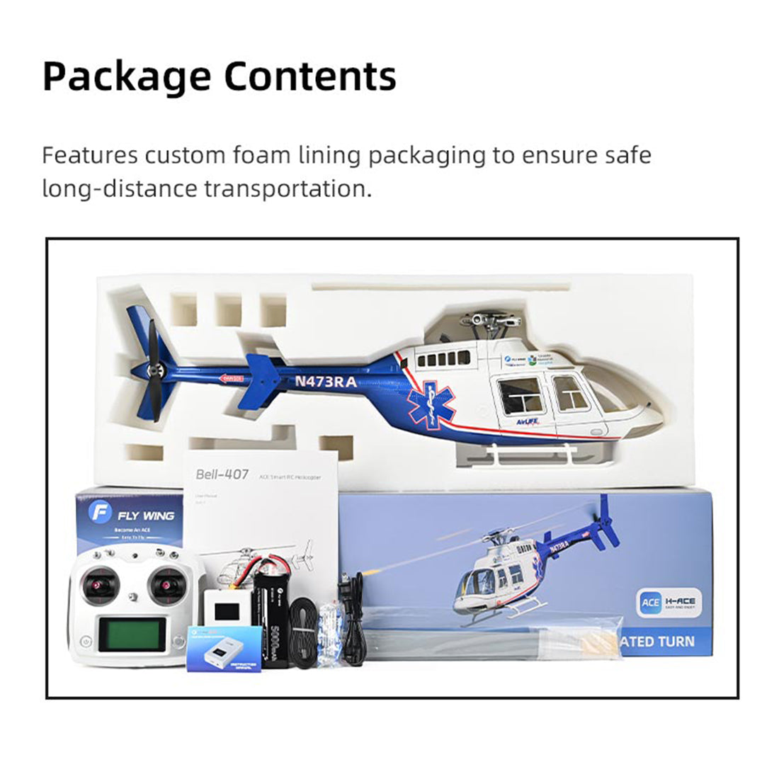 FLYWING BELL-407 2.4G 6CH 470-Class Quick-Release 4-Rotor Scale RC Helicopter - RAZORDON
