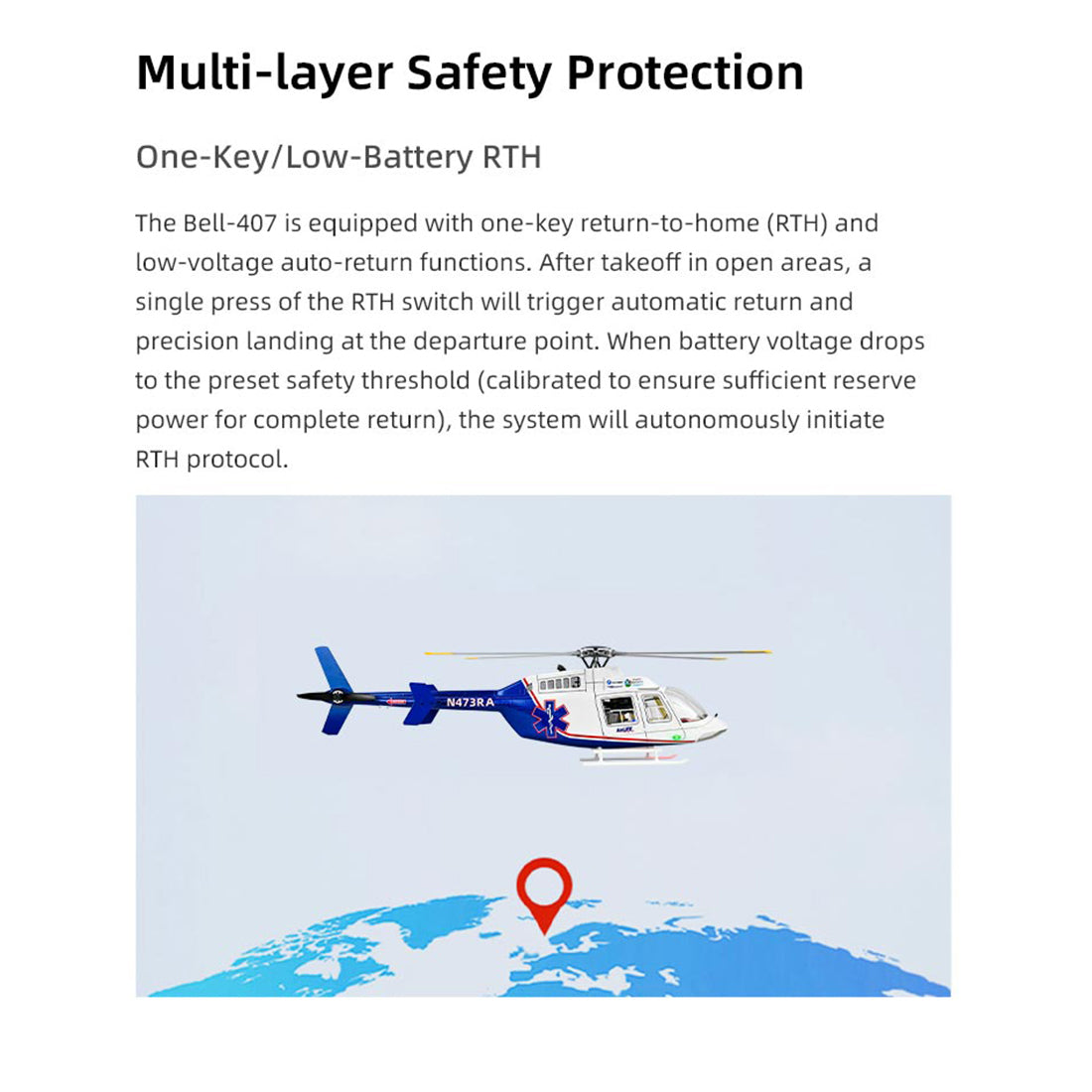 FLYWING BELL-407 2.4G 6CH 470-Class Quick-Release 4-Rotor Scale RC Helicopter - RAZORDON
