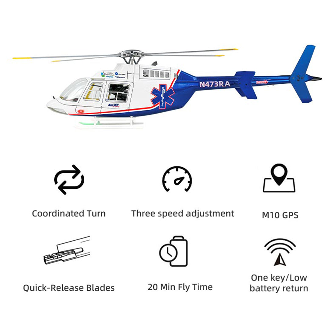 FLYWING BELL-407 2.4G 6CH 470-Class Quick-Release 4-Rotor Scale RC Helicopter - RAZORDON