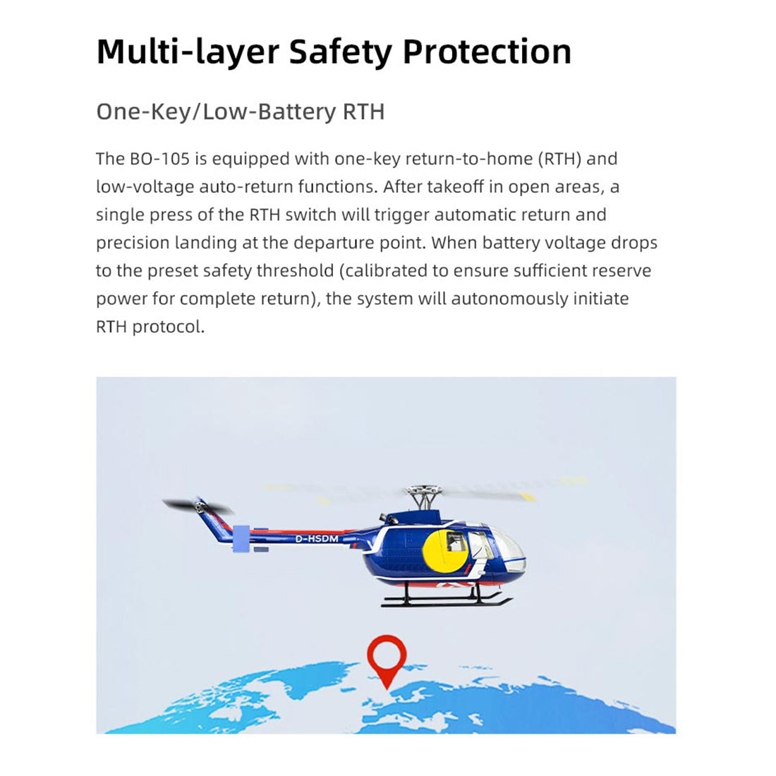 FLYWING BO105 2.4G 6CH 470-Class Quik-Release 4-Rotor Scale RC Military Helicopter  - RAZORDON