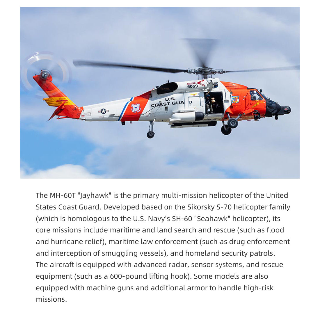 FLYWING MH-60 2.4G 6CH 470-Class Quik-Release 4-Rotor Scale RC Military Helicopter - RAZORDON