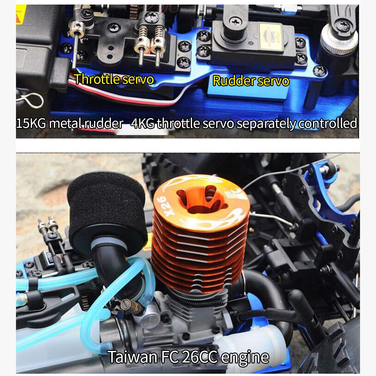HSP 94972 1/8 Scale 2.4G 4WD RC Off-Road Car Model with FC.26CXP Nitro Engine - RAZORDON